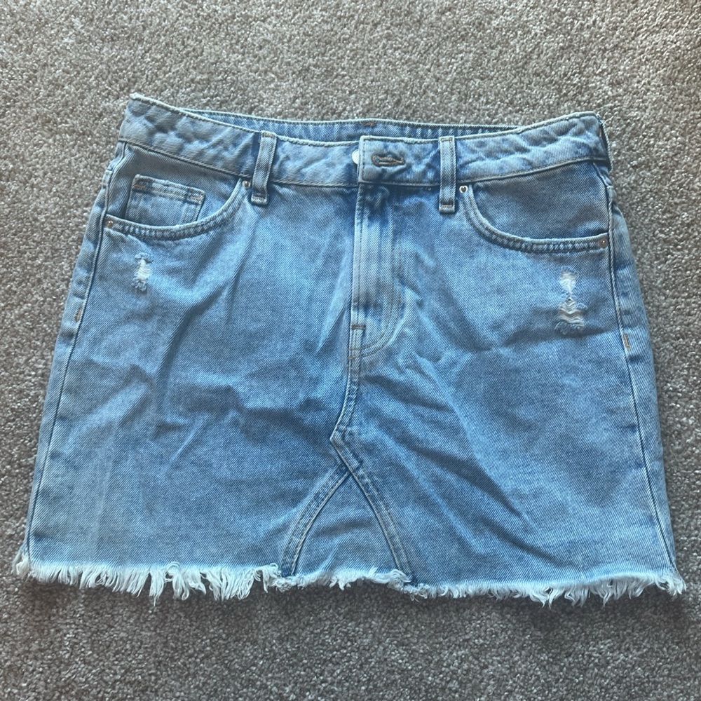 Blue denim mini skirt
